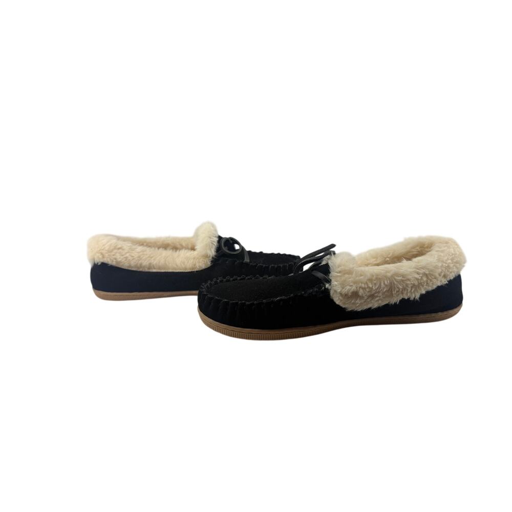 J Crew Lodge Shoes Black Suede Womens 7 Slipper Houseshoe Slipon